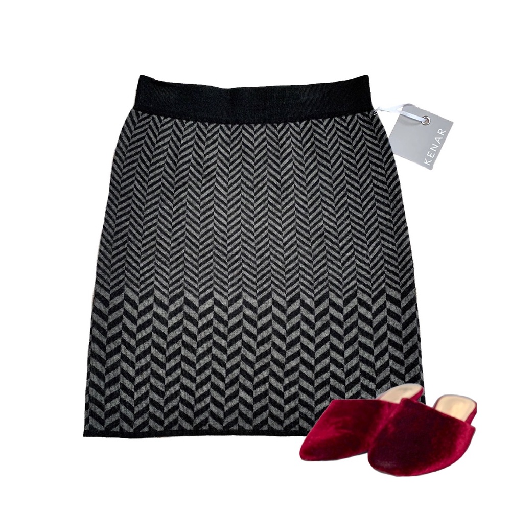 Kenar Wool Chevron/Herringbone Pencil Skirt